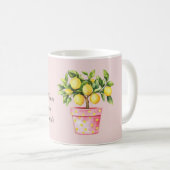 Roze Pot Gele Citroen Plant Koffiemok (Voorkant rechts)