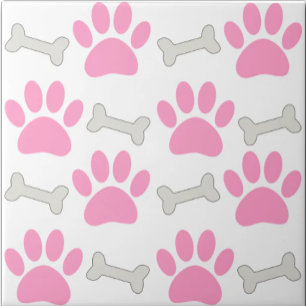 Roze poten en botten Naadloos patroon op maat   Tegeltje
