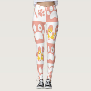 Roze poten en harten met Corgis Leggings
