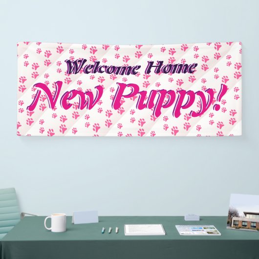 Roze poten - Welkomststartpagina met puppy banner (Beurs)