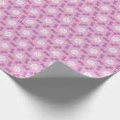 Roze poten Witte zeshoekige bloemen Cadeaupapier (Hoek)