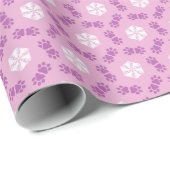 Roze poten Witte zeshoekige bloemen Cadeaupapier (Rol Hoek)