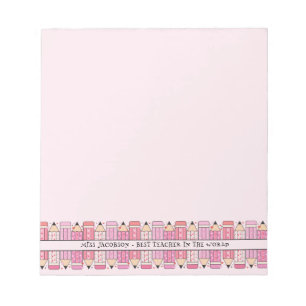 Roze Potloden Custom Text Teacher Roze Notitieblok