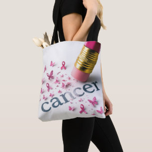 Roze Potlood Verwijdert Tekst over Kanker Tote Bag
