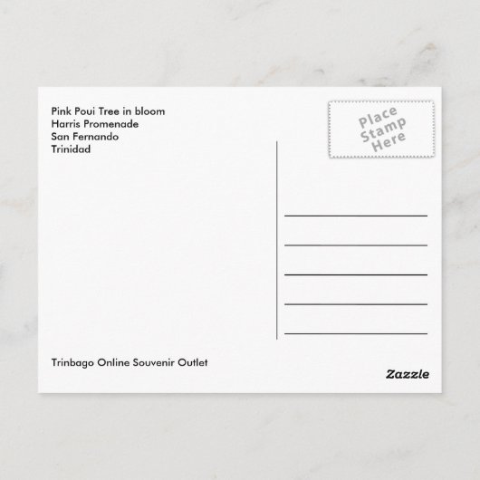 Roze Poui-boom op Harris Promenade San Fernando Briefkaart (Achterkant)
