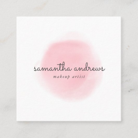 Roze powder Puff Professional Makeup Artist Vierkante Visitekaartje (Voorkant)