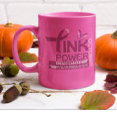 Roze Power-Breast Cancer Awareness Design Tweekleurige Koffiemok