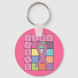 Roze Power Breast Cancer Awareness Ribbon Sleutelh Sleutelhanger