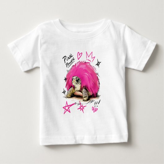 Roze Power Fluffy Schildpad met Punk Vacht Schelp (Voorkant)