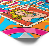 Roze Power Pop Art Poster - Borstkanker Bewustzijn (Hoek)