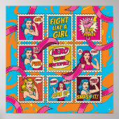 Roze Power Pop Art Poster - Borstkanker Bewustzijn (Voorkant)
