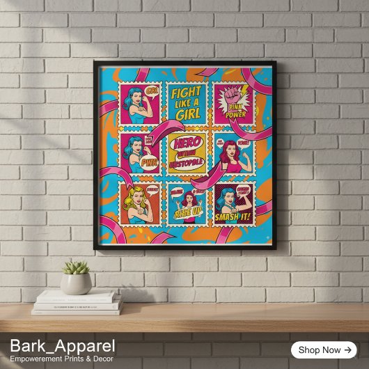 Roze Power Pop Art Poster - Borstkanker Bewustzijn