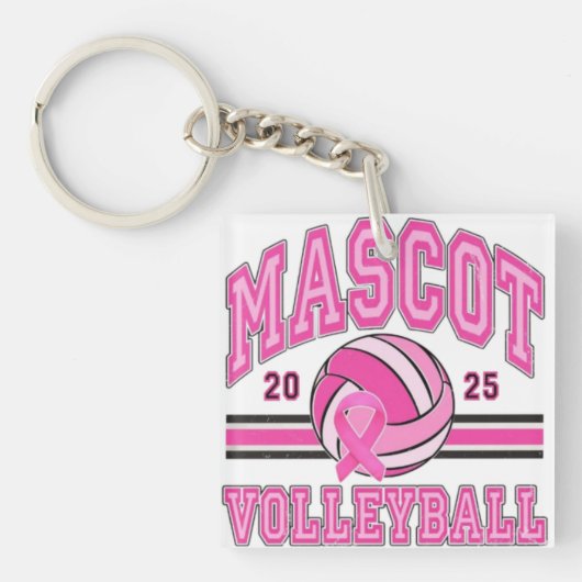 🏐💖 Roze Power Volleybal 🎗️ Sleutelhanger (voorkant)