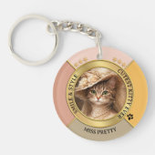 Roze Prachtige Chic Kat Foto  Sleutelhanger (Voorkant)