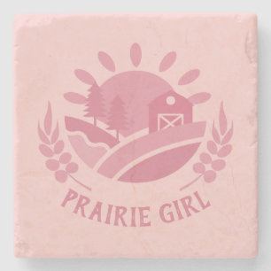 Roze Prairie Meisje Stone Onderzetter