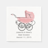 Roze Pram Custom Baby shower Papieren servetten (Voorkant)
