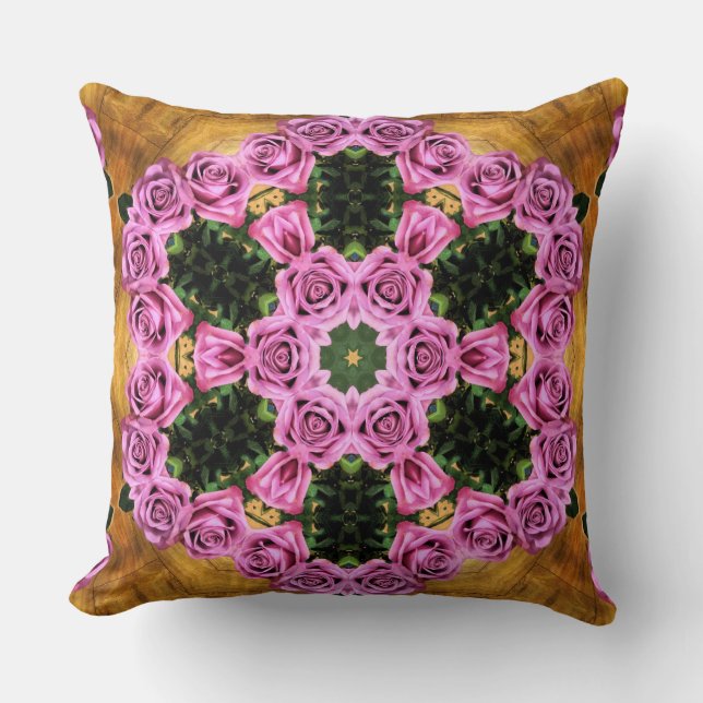 Roze Prancing Posies Kussen (Voorkant)