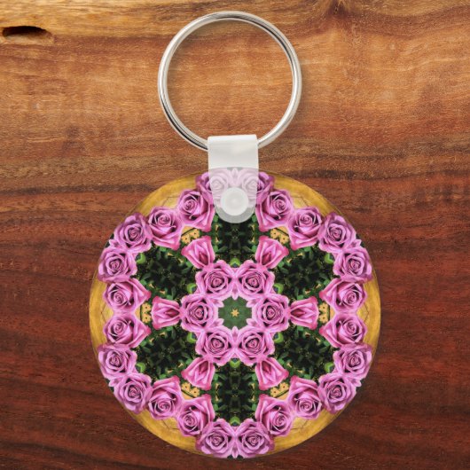 Roze Prancing Posies Sleutelhanger (Achterkant)