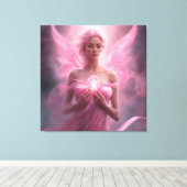Roze - Premium gewikkeld canvas (glans) Afdruk (Insitu (Houten vloer))
