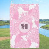 Roze preppy bloem gepersonaliseerde monogram dames golfhanddoek