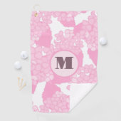 Roze preppy bloem gepersonaliseerde monogram dames golfhanddoek (Insitu)