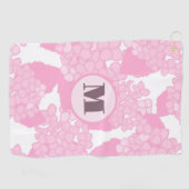 Roze preppy bloem gepersonaliseerde monogram dames golfhanddoek (Horizontaal)