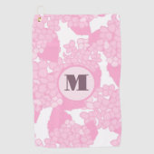 Roze preppy bloem gepersonaliseerde monogram dames golfhanddoek (Voorkant)
