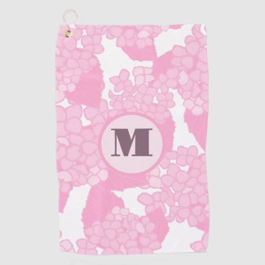 Roze preppy bloem gepersonaliseerde monogram dames golfhanddoek (Voorkant)