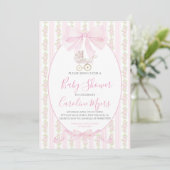 Roze Preppy Bloemen Coquette Baby Meisje Koets Kaart (Staand voorkant)