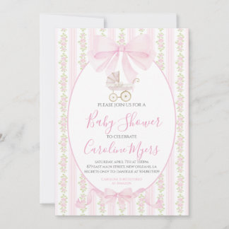 Roze Preppy Bloemen Coquette Baby Meisje Koets Kaart