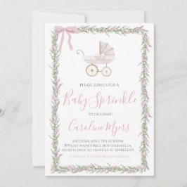 Roze Preppy Carriage Girl Baby Sprinkle Kaart