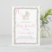 Roze Preppy Carriage Girl Baby Sprinkle Kaart (Staand voorkant)