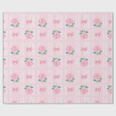 Roze Preppy Coquette Lint en Roos Cadeaupapier (Vlak)