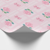 Roze Preppy Coquette Lint en Roos Cadeaupapier (Hoek)
