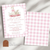 Roze Preppy Dwaze Gans Babyshower Uitnodiging