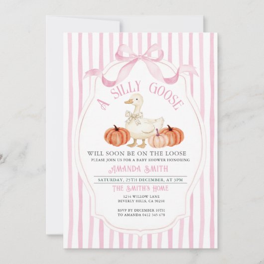 Roze Preppy FrameFall Gekke Gans Baby shower Kaart (Voorkant)