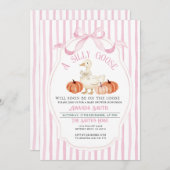 Roze Preppy FrameFall Gekke Gans Baby shower Kaart (Voorkant / Achterkant)