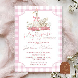 Roze Preppy Gekke Goose Baby shower Uitnodiging