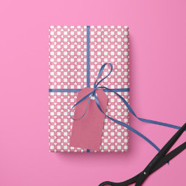 Roze Preppy Gingham Harten- Inpakpapier Rol