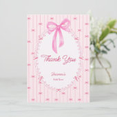 Roze preppy handgetekende babyshower bedankkaart (Staand voorkant)