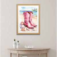 Roze Preppy Kust Cowgirl Laarzen Zand Oceaan Stran