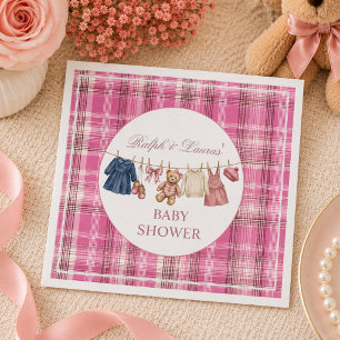 Roze preppy luxe babyborrel voor beer servet