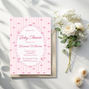 Roze preppy met de hand getekende babyshower kaart