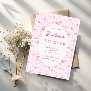 Roze preppy met de hand getekende verjaardagsfeest kaart