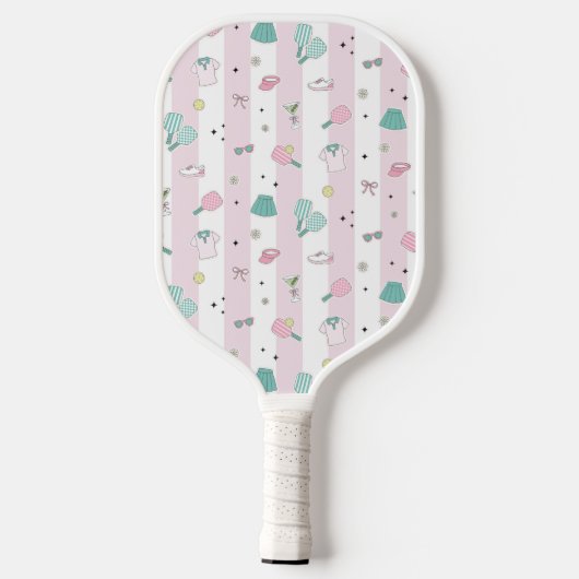 Roze Preppy Monogram Afdrukken Pickleball Paddle (Achterkant)