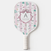 Roze Preppy Monogram Afdrukken Pickleball Paddle (Voorkant)