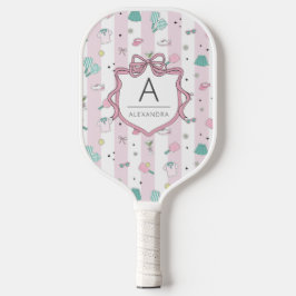 Roze Preppy Monogram Afdrukken Pickleball Paddle