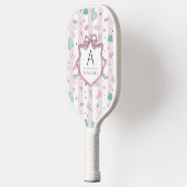 Roze Preppy Monogram Afdrukken Pickleball Paddle (Links)