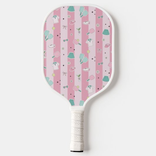 Roze Preppy Monogram Afdrukken Pickleball Paddle (Achterkant)