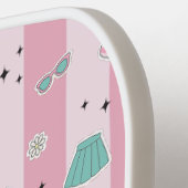 Roze Preppy Monogram Afdrukken Pickleball Paddle (Links Detail)